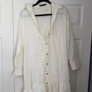Zara Cream Textured Dress
